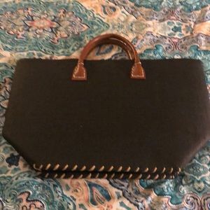 Large MSC black linen tote bag with stitching NWT